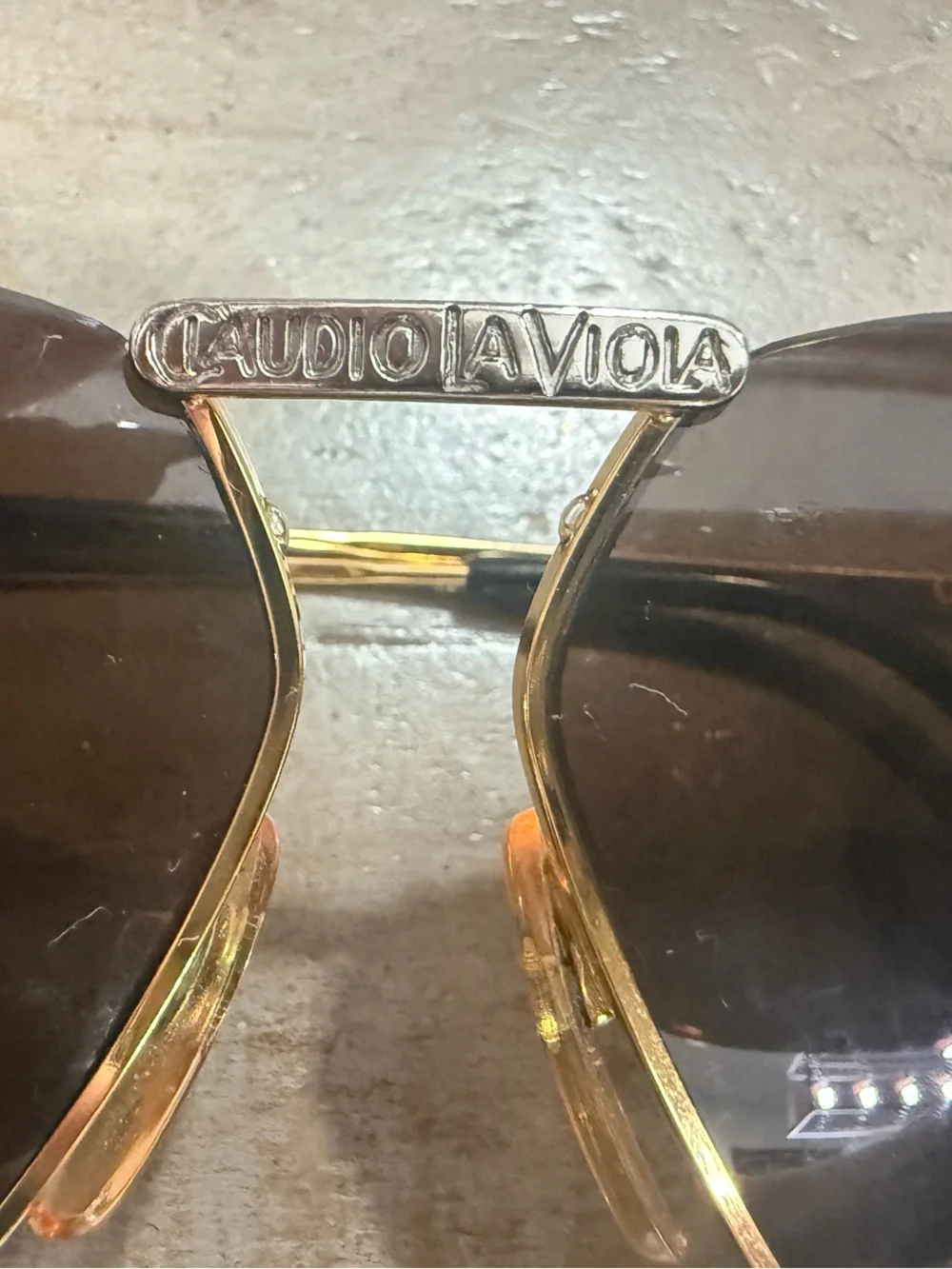 Vintage Claudio La Viola for Private Eyes Gold Rimless Sunglasses Made in Italy